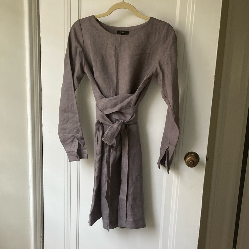 Women's Long Sleeve 100% Linen Dress